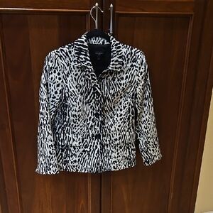 Women's Black and White Animal Print Jacket